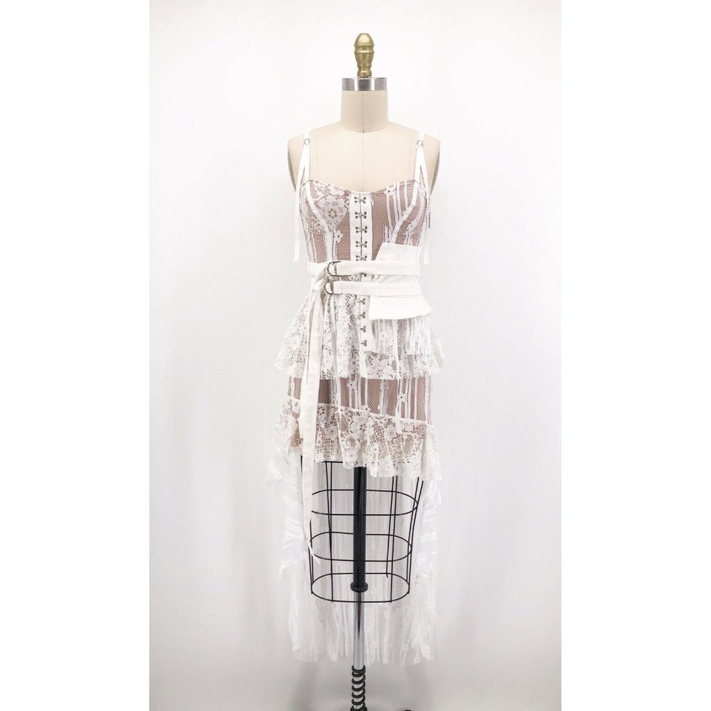 For Love & Lemons Claudette Dress Lace Corset Belt - Picture 2 of 9